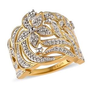 NEW Karis Diamond Accent Gold Floral Ring Size 6